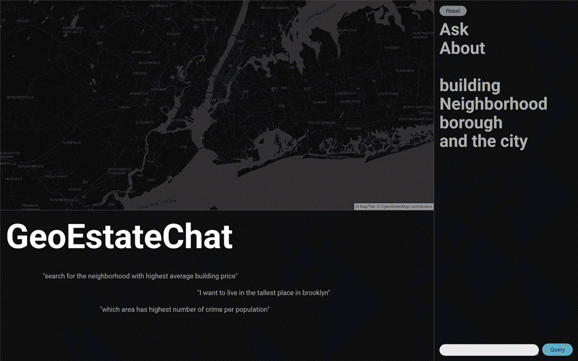 Animated demonstration of GeoEstateChat in use.