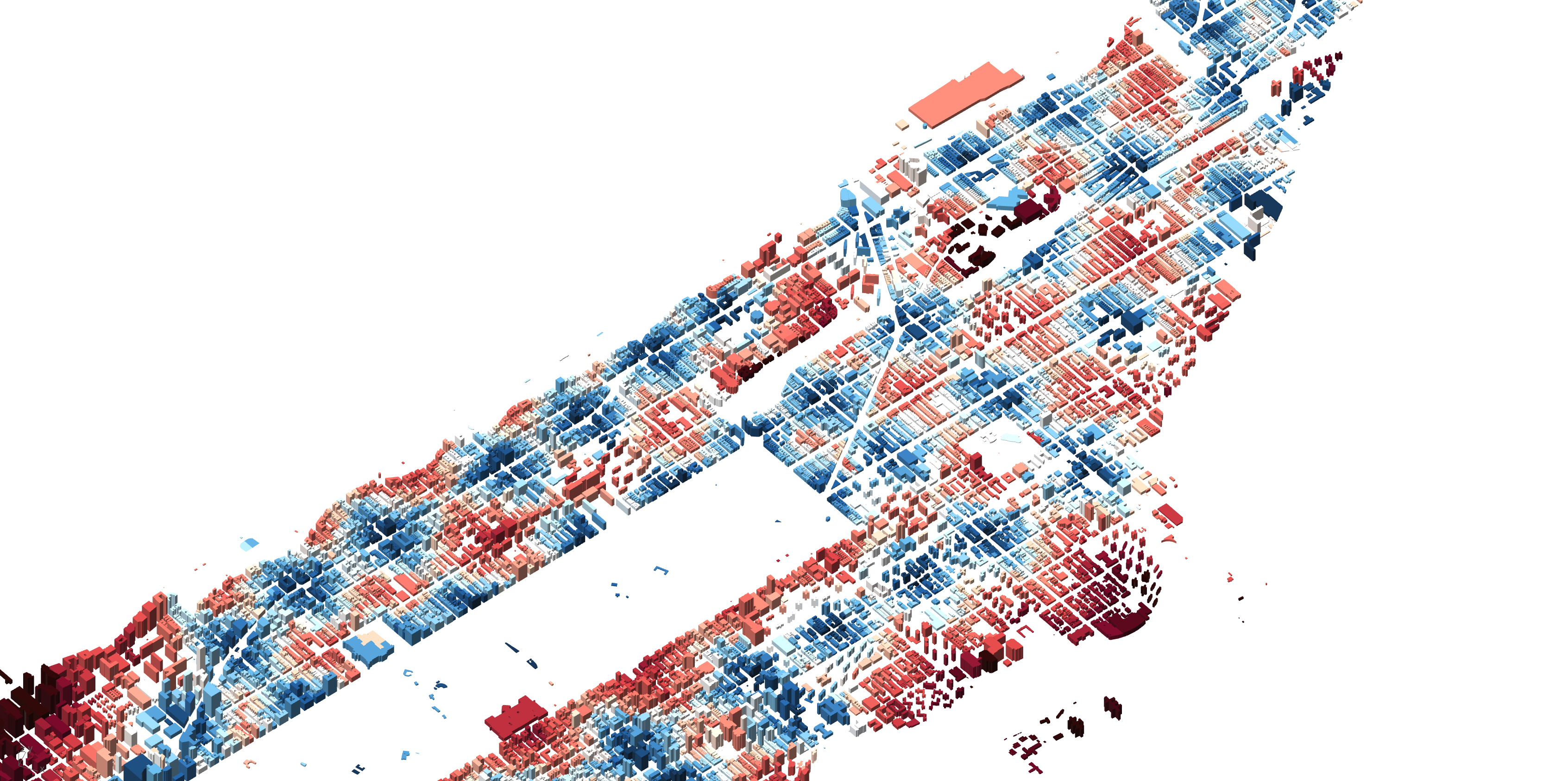 Upper Manhattan walking-time map.