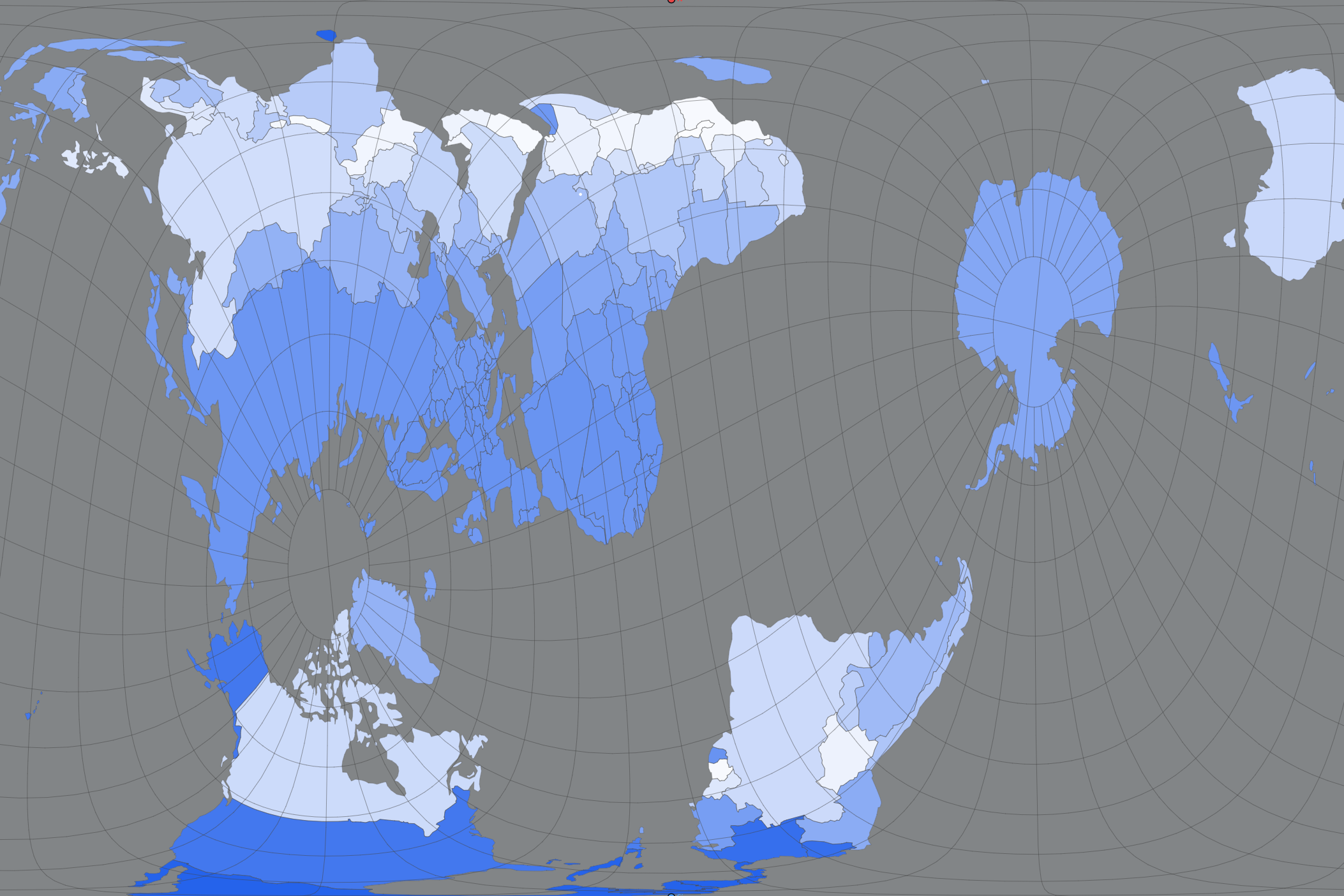 Gall-Peters projection showing shape distortion