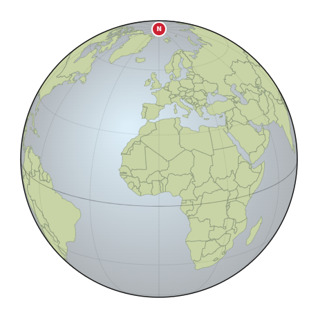 Globe with original north pole orientation