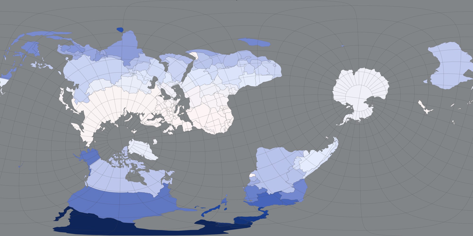 Alternative world maps generated by redefining the Earth's north pole.