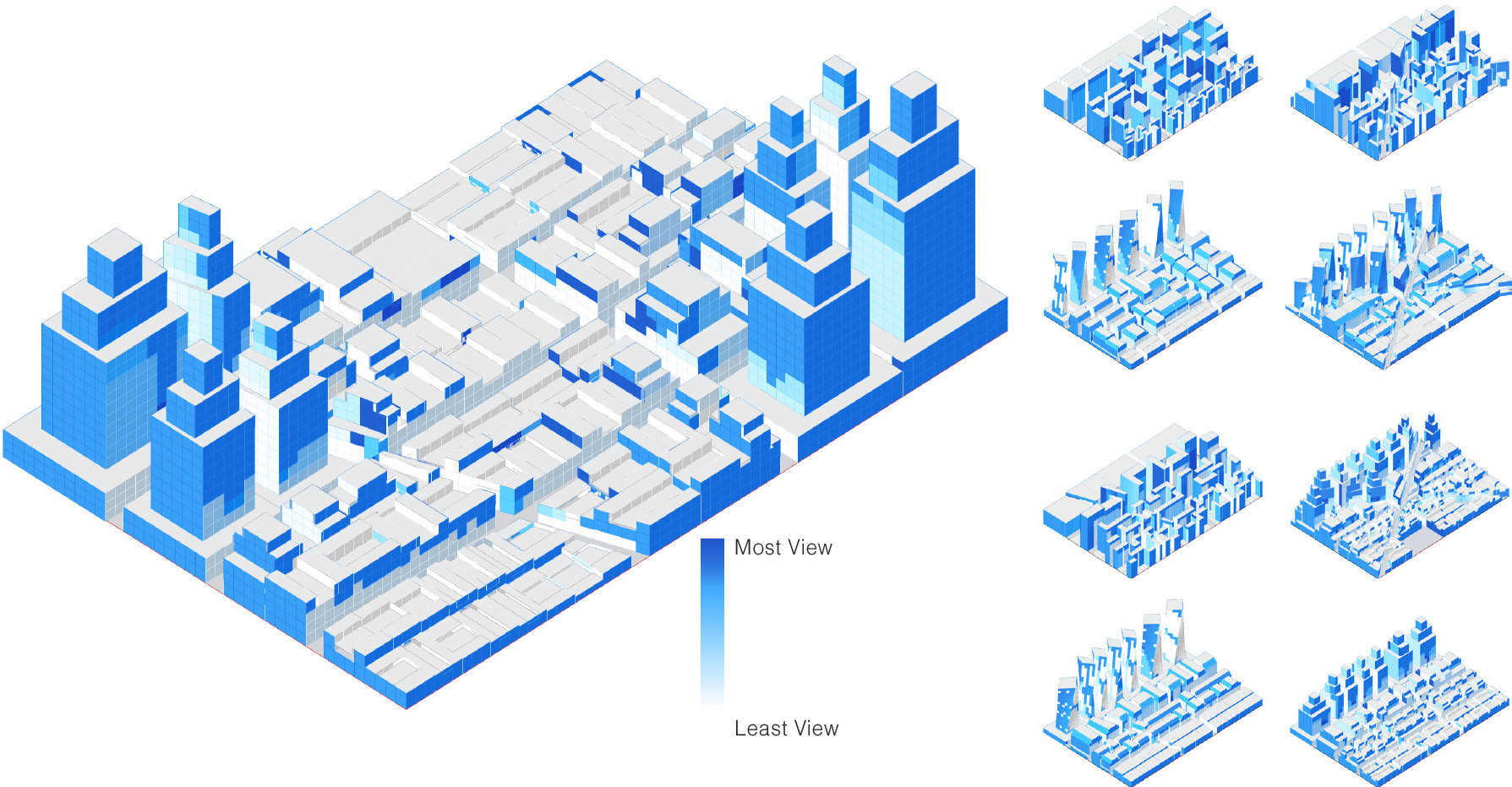 Solar radiation analysis across the generated city.