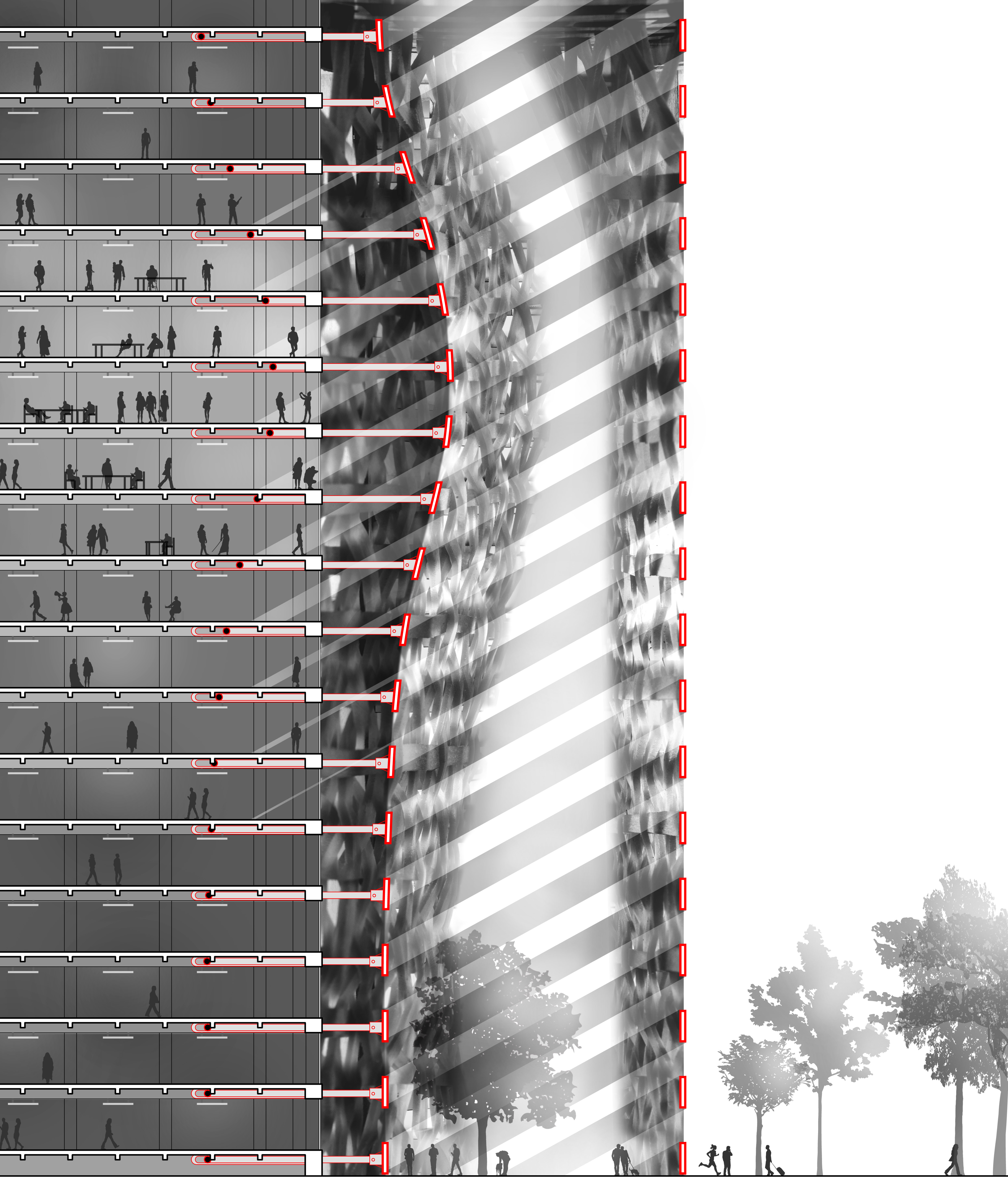 Elevation — adaptive shading facade with light penetration