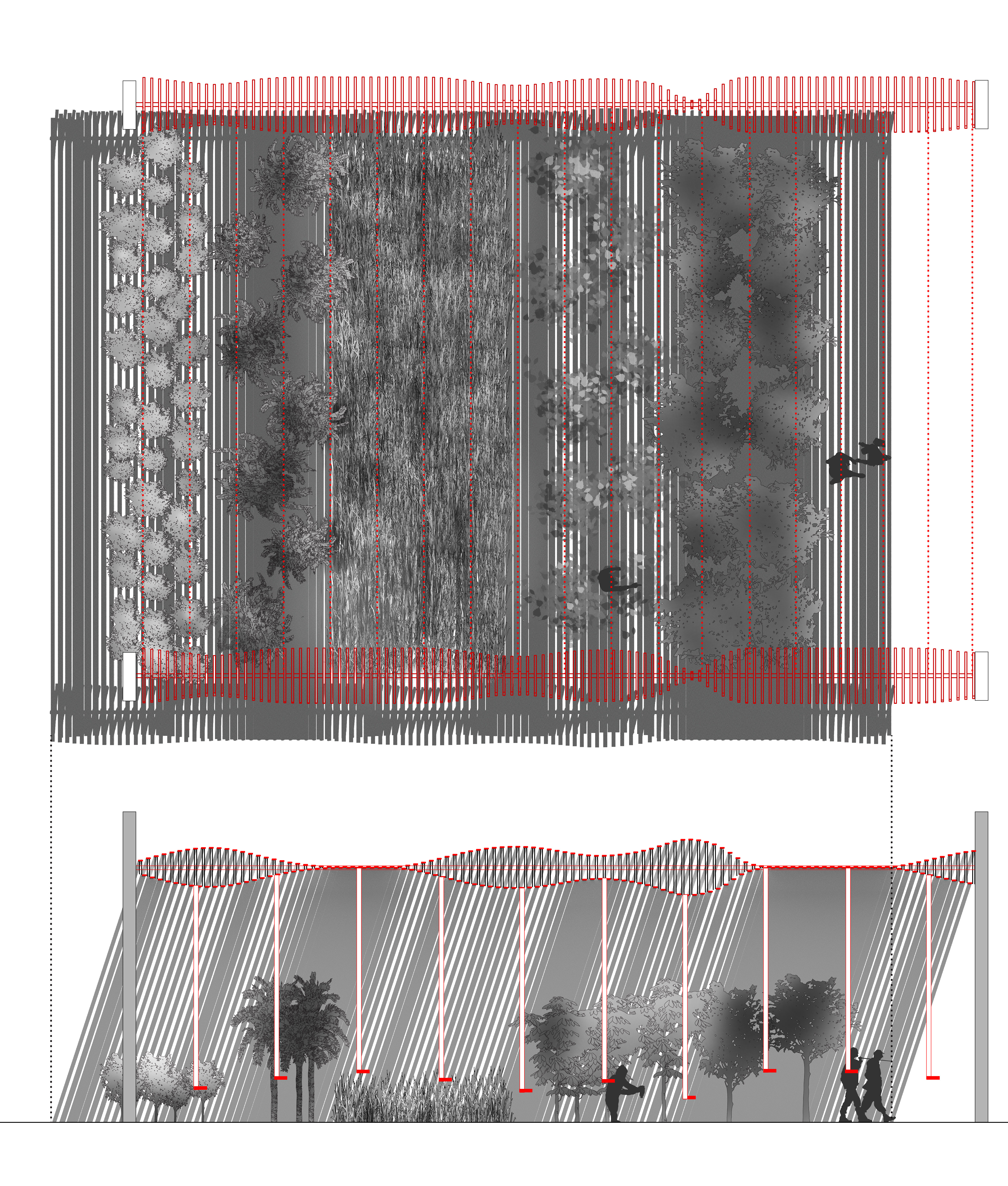 Plan and section — MoiréShade application