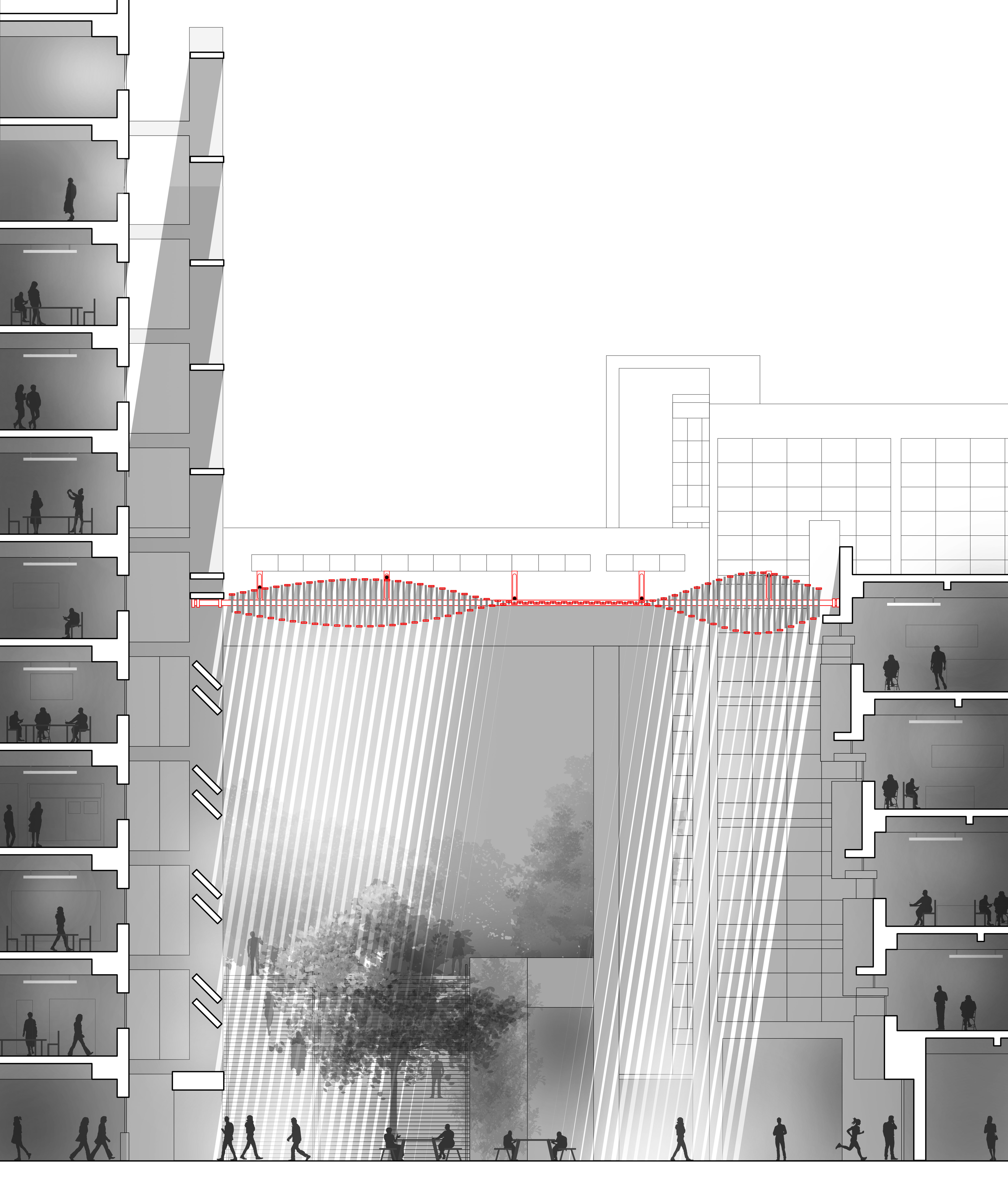 Section — MoiréShade in urban building context